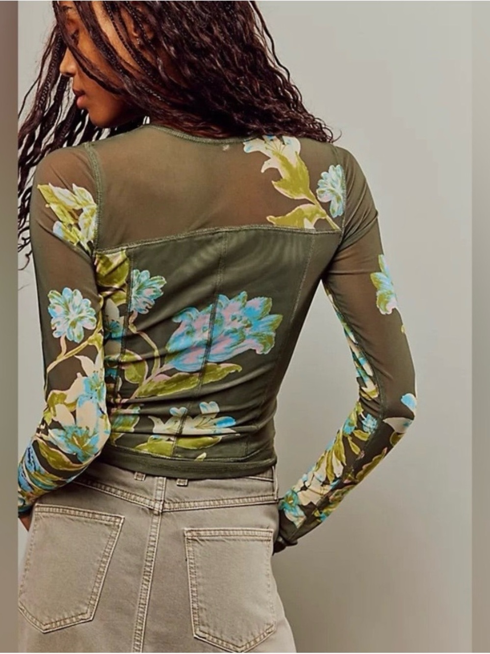 Free People Moss Betty’s Garden Mesh Top Like New - Picture 3 of 3